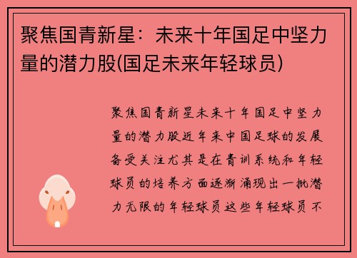 聚焦国青新星：未来十年国足中坚力量的潜力股(国足未来年轻球员)