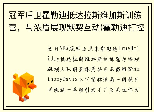 冠军后卫霍勒迪抵达拉斯维加斯训练营，与浓眉展现默契互动(霍勒迪打控卫)